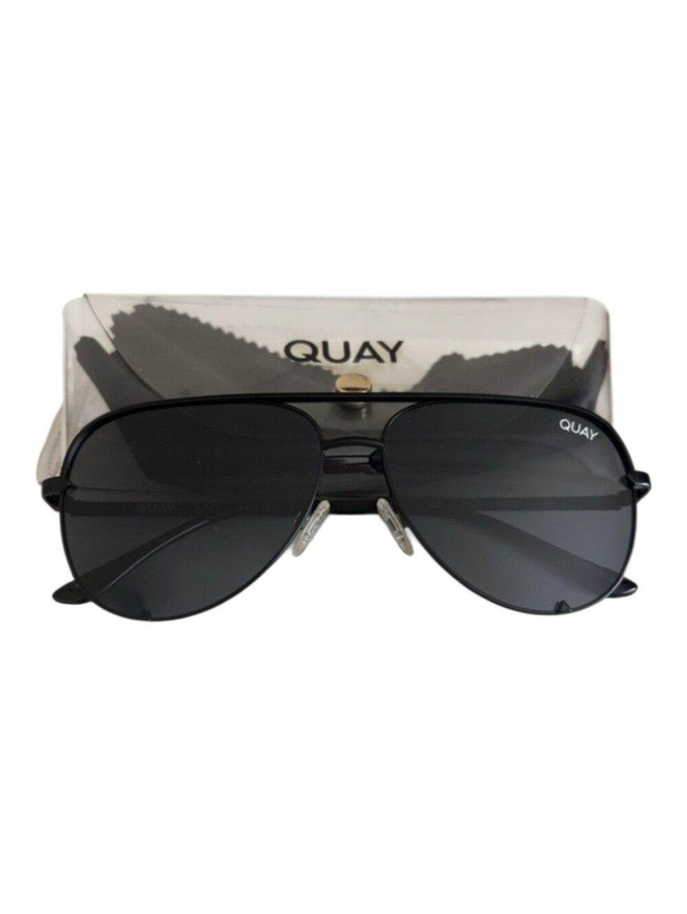 Quay High Key Design Australia Black Aviator Sunglasses